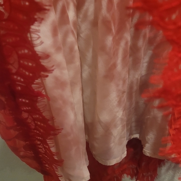 Free People Red/Orange Lace Asymetrical Hem Dress Size 2 - Picture 8 of 12